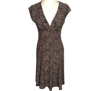 Chaps Dress Womens S Brown Polka Dot Office Classic Mod Summer Party Stretch